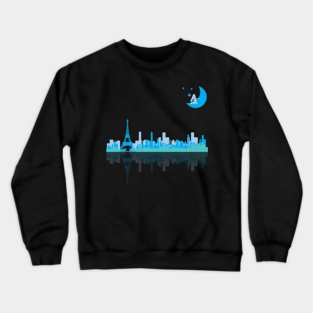 blue and aqua buildings Crewneck Sweatshirt by FullMoon